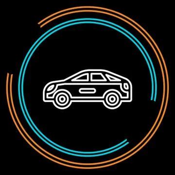 Simple Car Thin Line Vector Icon Stock Illustration
