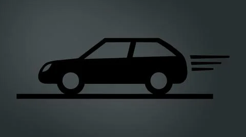 Simple car web icon.in a dark gray background Stock Illustration