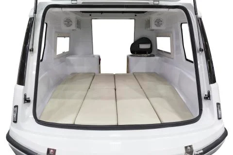Simple caravan rear interior on isolated white Stock Photos