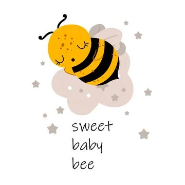 Simple card honey Bee. Stock Illustration