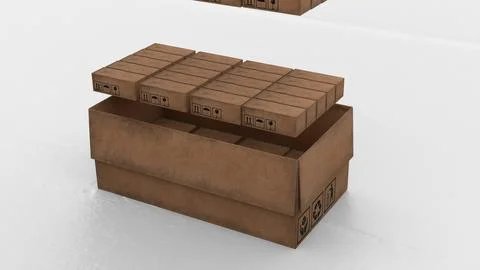 Simple cardboard boxes on white background Stock Illustration