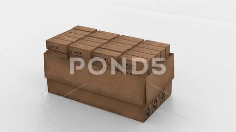 Simple cardboard boxes on white background Stock Illustration