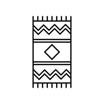 Simple carpet outline vector black icon. EPS 10... Linear pattern on carpets. 스톡 일러스트