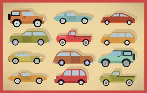 Simple cars collection Stock Illustration