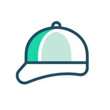 Simple cartoon baseball cap with blue and green colors Stock Illustration