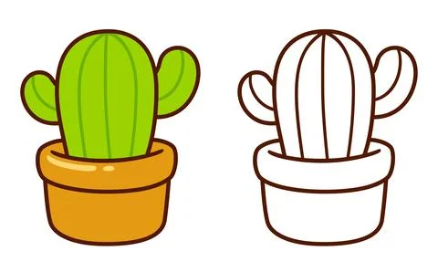 Simple cartoon cactus doodle 스톡 일러스트