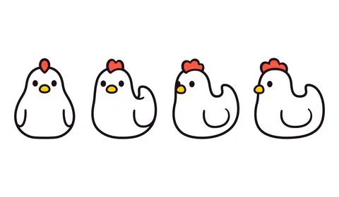 Simple cartoon chicken set Stock Illustration
