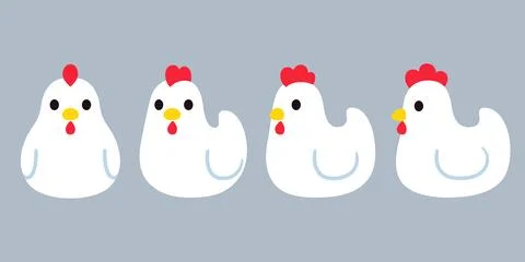 Simple cartoon chicken set Stock Illustration
