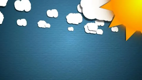 Simple cartoon clouds and sun. Fun background Stock Illustration