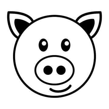 Simple Cartoon Of A Cute Pig Stock Illustration