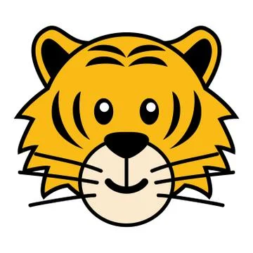 Simple cartoon of a cute tiger Stock Illustration