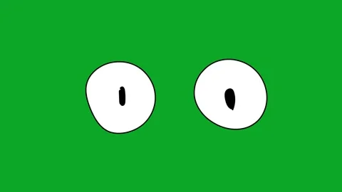Simple Cartoon Eye Blink Animation Green Screen Loop - Cute Character Element VF Stock Footage 319405448