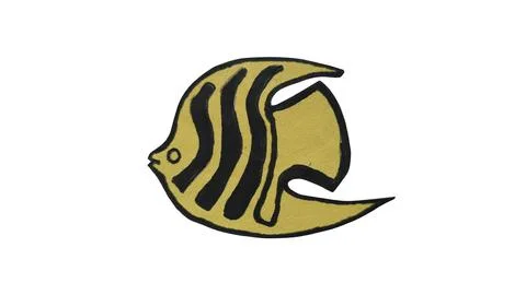 Simple cartoon fish with black and yellow stripes Stock Illustration