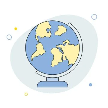 Simple cartoon flat earth planet symbols. Globe map circle design vector color Stock Illustration