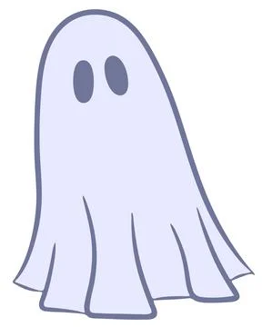 Simple cartoon flat hand drawn ghost. Spooky Halloween symbol icon. Stock Illustration