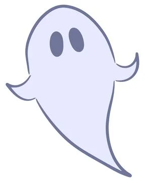 Simple cartoon flat hand drawn ghost. Spooky Halloween symbol icon. Stock Illustration