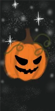 Simple cartoon flat hand drawn pumpkin jack lantern. Spooky Halloween symbol 스톡 일러스트
