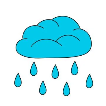 Simple cartoon icon. Cute raining cloud. Vector Illustrazione stock