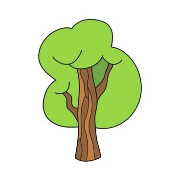 Simple cartoon icon. Green tree icon. Nature concept, park forest Illustrazione stock