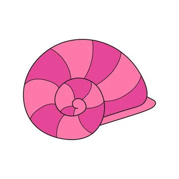 Simple cartoon icon. Round seashell on white isolated background Illustrazione stock