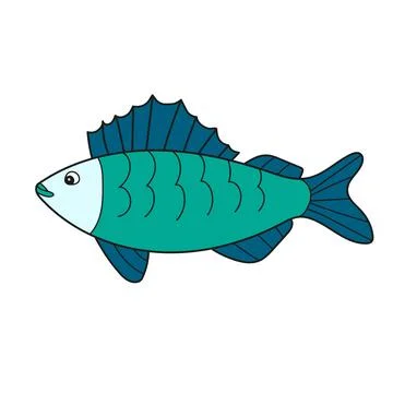 Simple cartoon icon. Ruff fish. Vector white fish of Siberia Stock Illustration