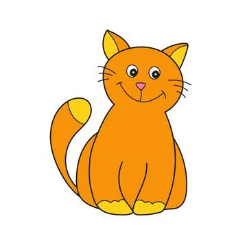 Simple cartoon icon. Vector cute ginger kitten Stock Illustration