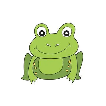 Simple cartoon icon. Vector illustration Cute Frog. Isolated on white Иллюстрация