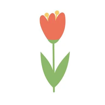 Simple cartoon icon on white background - tulip blooms. 8 March Stock Illustration