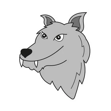 Simple cartoon icon. Wolf Head image for preschool kids 스톡 일러스트