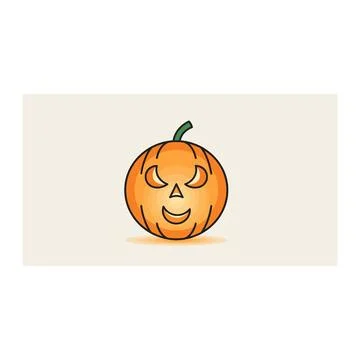 Simple cartoon jack o lantern pumpkin face on light background Stock Illustration