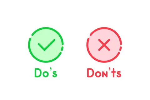 Simple cartoon linear dos and donts icon Stock Illustration
