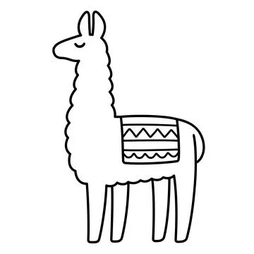 Simple cartoon llama drawing Stock Illustration