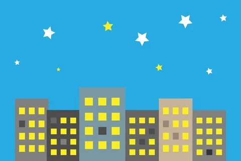 A simple cartoon night city, vector eps 8 Stock Illustration
