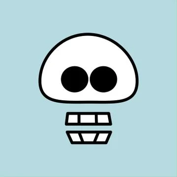 Simple cartoon skull icon vector.Cute head bone Illustrazione stock