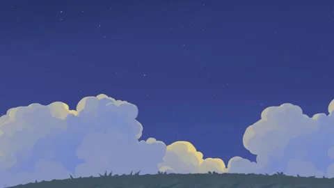 Simple cartoon sky and cloud animation with twinkling star Stock Footage 323484959