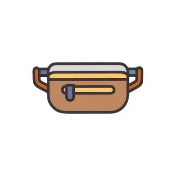 Simple cartoon style backpack with straps and zipper Stock Illustration