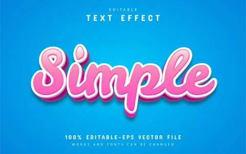 Simple cartoon style text effect with pink color Stock Illustration