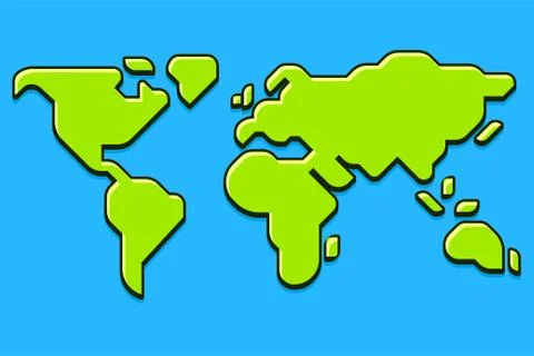 Simple cartoon style world map Stock Illustration