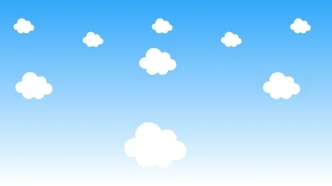 Simple Cartoon White Clouds Flying Across Blue Sky Stock Footage 318721624