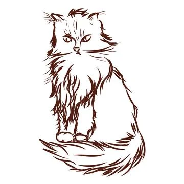 A simple cat in doodle style. Vector illustration isolated on white background. Stock Illustration