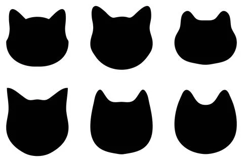 Simple cat head illustration set design Stock Illustration