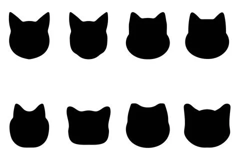 Simple cat head illustration set design Stock Illustration