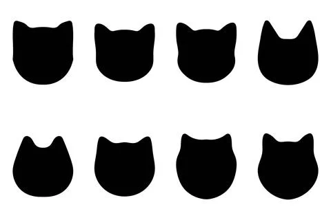 Simple cat head illustration set design Stock Illustration