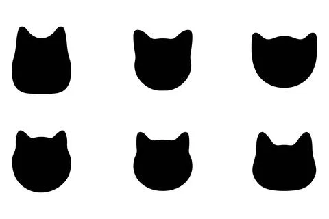 Simple cat head illustration set design Stock Illustration