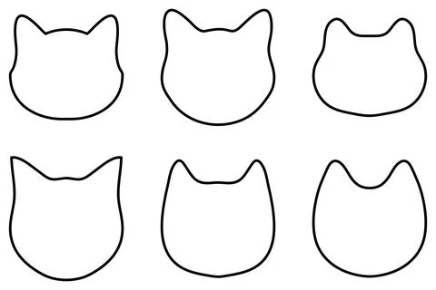 Simple cat head outline set design Stock Illustration