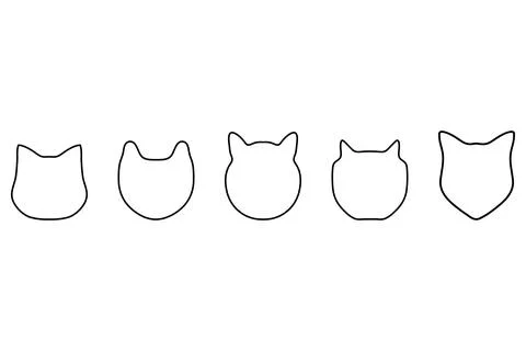 Simple cat head outline set design Stock Illustration