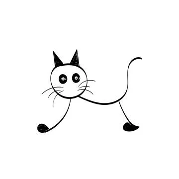 Simple Cat Line Art Design Stock Illustration