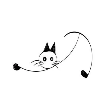 Simple Cat Line Art Design Stock Illustration