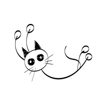 Simple Cat Line Art Design Stock Illustration