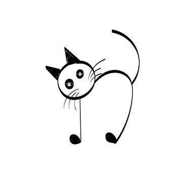 Simple Cat Line Art Design Stock Illustration